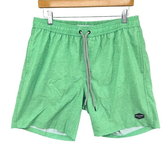 Maamgic Swim Trunks Mens Green Polyester Stretch Swimsuit 6.5" Size L - Picture 1 of 13